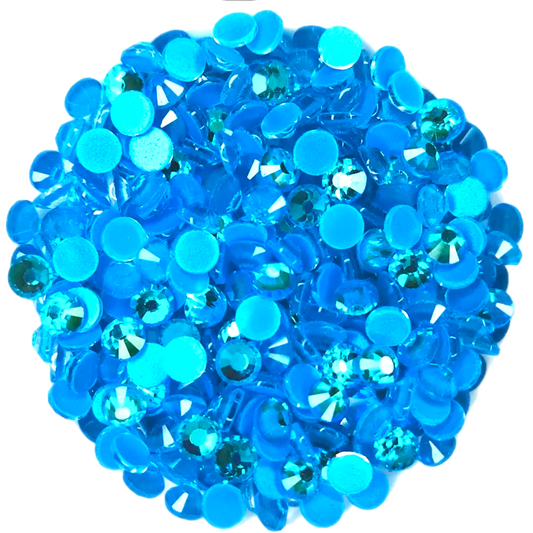 Luminescent Neon Sapphire AB Round Glass Flatback Crystals