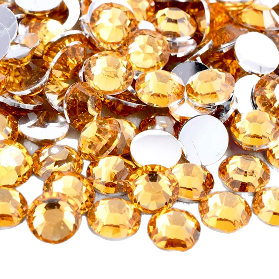 Topaz Resin Foil Back Round Flat Back Rhinestones