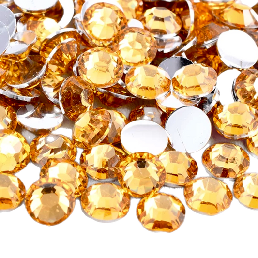 Topaz Resin Foil Back Round Flat Back Rhinestones