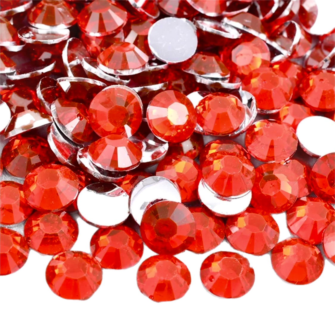 Sun Red Resin Foil Back Round Flat Back Rhinestones