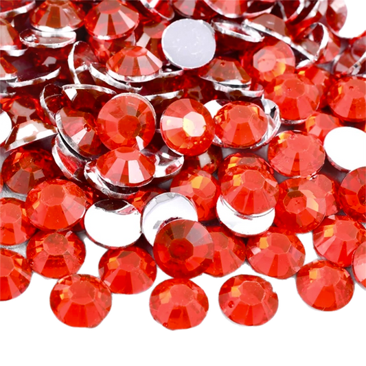 Sun Red Resin Foil Back Round Flat Back Rhinestones