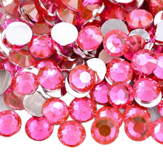 Hot Pink Resin Foil Back Round Flat Back Rhinestones