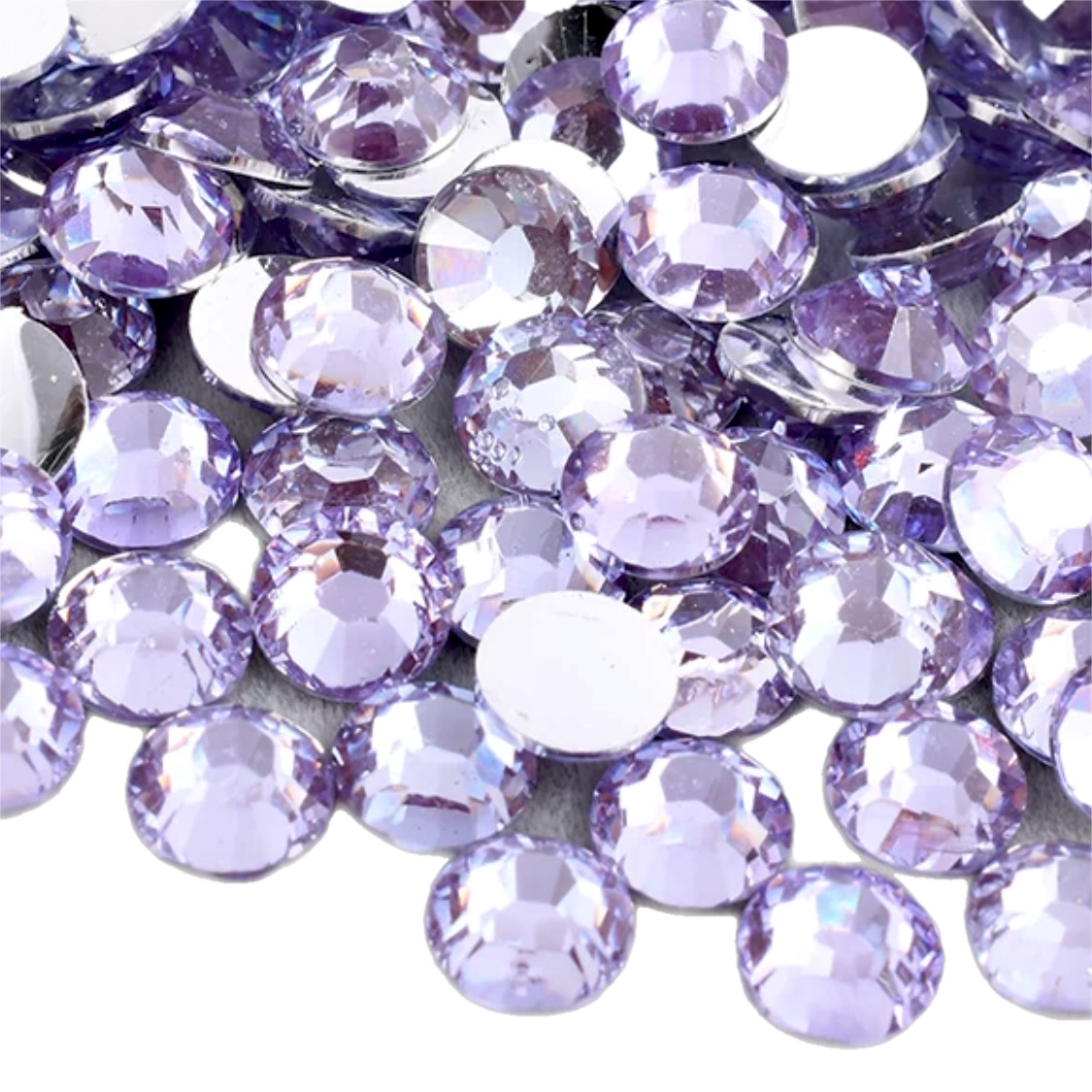 Light Amethyst Resin Foil Back Round Flat Back Rhinestones